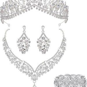 Earrings Necklace Bracelet Tiaras and Crowns Crystal Costume Party for Women